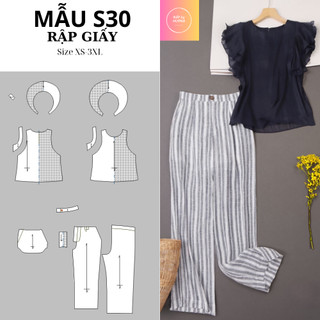 Rập giấy áo set đồ nữ S30 size XS-3XL (bản vẽ)