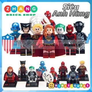 Đồ chơi Xếp hình Marvel Spider Man Wolverine Supergirl Captain America Human Torch Joker Daredevil Minifigures SY678