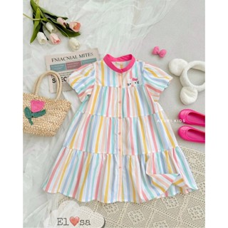 Váy bé gái - VÁY BABYDOLL KẺ SỌC TAY BỒNG siêu xinh cho bé gái 1 - 8 Tuổi