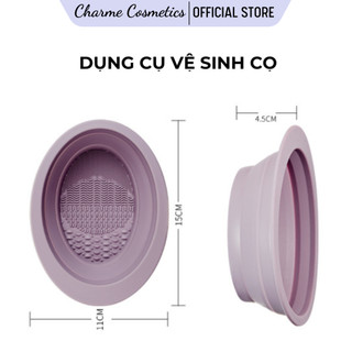 Dụng Cụ Chậu Vệ Sinh Bông Mút Cọ Trang Điểm Gấp Gọn Tiện Tợi Cho Makeup Bằng Silicone