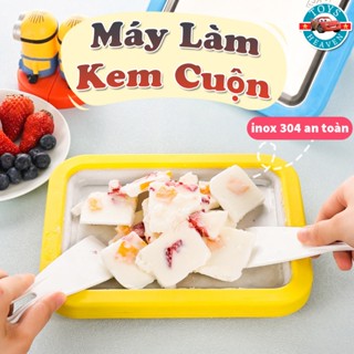 Máy Làm Kem Cuộn Mini Làm Kem, Sinh Tố, Đá Bào Không Dùng Điện Khay Chất Liệu Inox 304 Cao Cấp An Toàn Dễ Sử Dụng