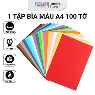  Bìa Màu Giấy Mỹ Thuật A4 Tập 100 Tờ Khổ 21x29Cm Giấy Màu Làm Thiệp Phụ Kiện Handmade - Màu Sắc Đa Dạng 