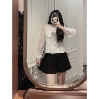 ÁO SƠ MI TƠ PHỐI REN 2 LỚP  - HÀNG CAO CẤP n