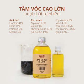Dầu mè đen ép lạnh nguyên chất Noom 350ml, 100ml dầu vừng ép lạnh Noom