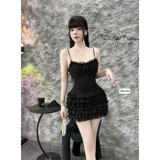 Đầm body phối lưới bèo tầng dạo phố xinh