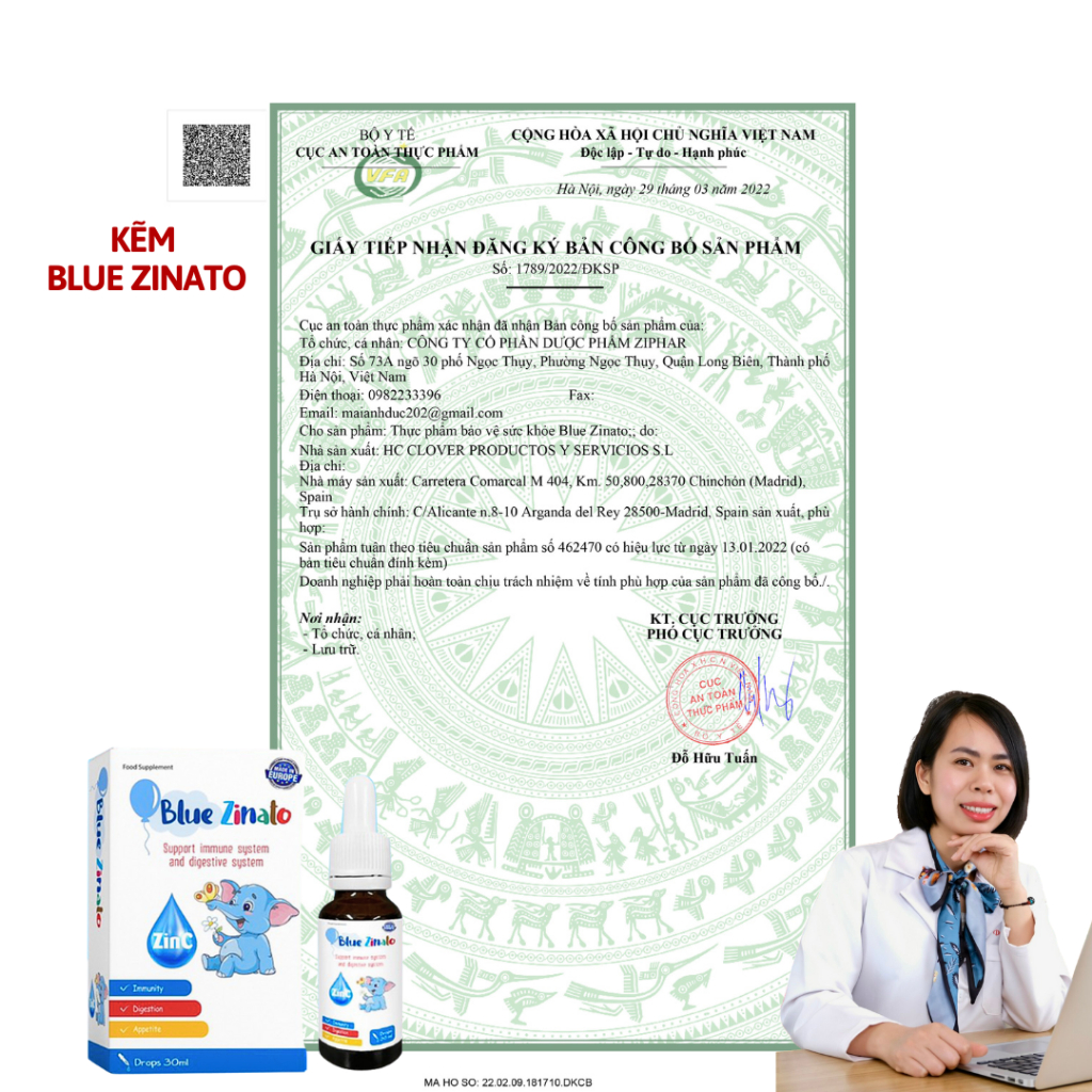 Kẽm Blue Zinato - Chai 30ml - Bổ sung kẽm cho cơ thể