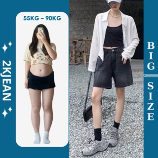 Quần ngố jean nữ bigsize 55-85kg cho nàng chuppy, quần lửng trơn lưng cao đi biển, đi chơi MS47 2KJeans