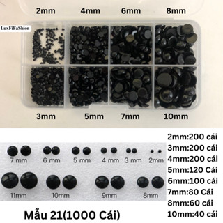 Hộp 1000 mắt thú gồm 8 kích thước từ 2mm-10mm
