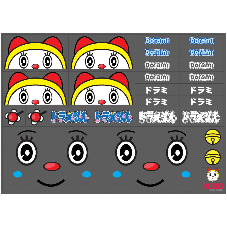 Hugo Studios Decal trượt nước Dorami tỉ lệ 1/64 chưa phủ clear