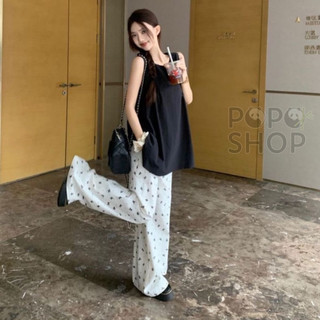Set áo ba lỗ suông + quần nơ nhí ống đứng nhí nhảnh trẻ trung,trendy
