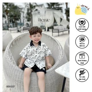 Bộ đi biển chim cánh cụt trắng đen cho bé chất liệu thô hàn lỗ thoáng khí mềm mát thấm hút mồ hôi bộ quần áo sành điệu