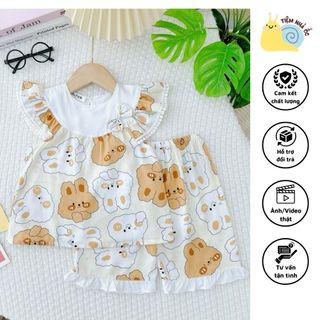 Bộ Tole quần lửng cánh tiên cho bé gái chất lanh 2 da mềm mịn mát mùa hè