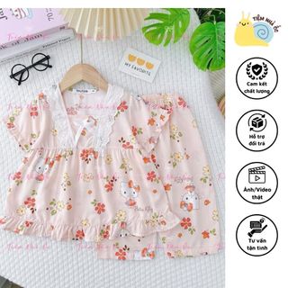 Set đồ tole thiết kế chất lanh mềm mịn mát mẻ thấm hút mồ hôi tốt họa tiết xinh xắn cho bé gái