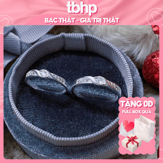 Nhẫn đôi bạc 925 khắc tên TBHP bạc thật cho cặp đôi - Mã TSJC14