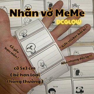 Nhãn vở Meme bóc và dán đơn giản, chống nước, thiết kế tinh gọn. Set 20 nhãn, dán hộp bút, tập, vở, độc lạ