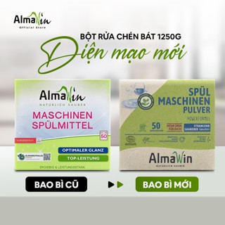 Bột rửa bát Almawin 1250g hữu cơ, không mùi nhập khẩu Đức dùng cho máy rửa bát, máy rửa bình sữa