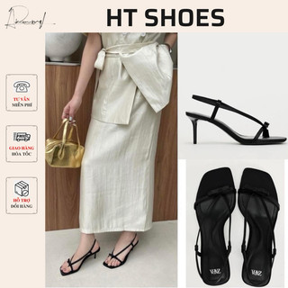 Giày sandal cao gót Z dây lụa mảnh phối nơ mũi vuông phong cách cá tính đế nhọn cao 7cm dễ phối đồ phù hợp hè #1767