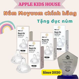 [TẶNG Đục núm] | Núm ti bình Moyuum Hàn Quốc đủ size 1-2-3-4 Cam kết chính hãng