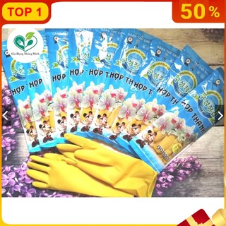 ( Bịch 10 ) đôi găng tay cao su Hợp Thành dài 32cm size S - M - L