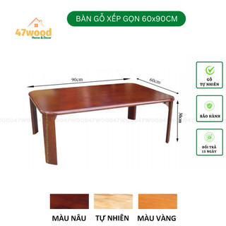 Bàn gỗ chân xếp gọn 60x90cm cao 30cm - Bàn trà 60x90cm chân gập 47wood