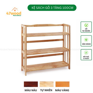 Kệ sách gỗ 3 tầng rộng 1 mét - Kệ gỗ đa năng 3 tầng rộng 100cm