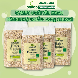 Combo 4 gói yến mạch hữu cơ ONFODHafer Flocken cán dẹt cán vỡ ăn kiêng giảm cân cho bé ăn dặm