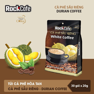 Cà Phê SẦU RIÊNG Rockcafe Túi 30 gói x 20 g - Rock cafe Vị Sầu Riêng Mẫu Mới - White Coffee Ruvask