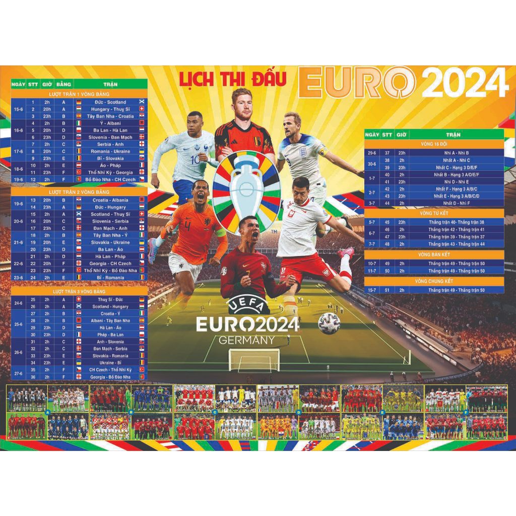 Lịch Thi Đấu Bóng Đá Euro 2024 GLOSSY+DECAL 2