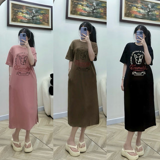 Petbychang - Váy Phông Cotton In Chữ Moments Phom Suông Basic Dễ Mặc Hàng Ngày