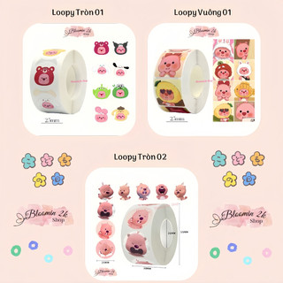  Cuộn 500 Sticker Nhãn Dán Loopy Họa Tiết Hoạt Hình Ngộ Nghĩnh Bloomin2k Cute Trang Trí