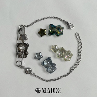 Vòng tay SAFETY PIN mix charm Madde - vòng tay thép không đen không gỉ couple nam nữ (thiết kế bởi madde)