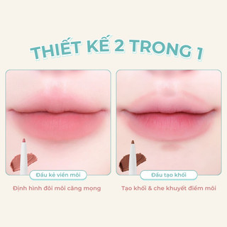 Chì Kẻ Viền Môi 2 đầu DEARMAY 2in1 Plumpy Lip Liner 0.36g