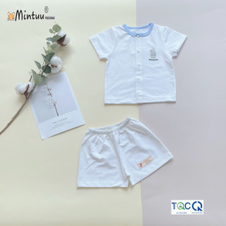 Bộ quần áo sơ sinh tay ngắn cài giữa, vải cotton 4 chiều bé sơ sinh 0 - 2 tuổi, thương hiệu MINTUU FIRST CHOICE - 5581