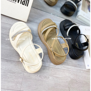 Giày nữ - Sandal đế bằng quai chéo