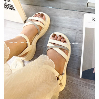 Giày nữ - Sandal đế bằng quai chéo