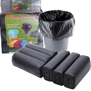 Set 3 cuộn túi rác đen, bao rác đen tự phân hủy size 55x65cm