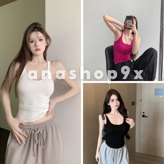 Áo thun 2 dây ôm body len tăm thời trang, áo crotop thun co dãn anashop9x