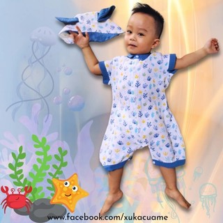 jumpsuit HÀNG THIẾT KẾ  Xô Hàn muslin kèm phụ kiện(Size dưới 13 kg) IB chọn mẫu