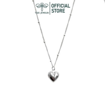 Dây chuyền bạc nữ TLEE dây bi nối treo mặt tim phồng bóng đơn giản TLEE JEWELRY D0297