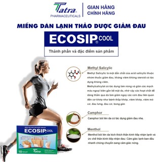Miếng dán lạnh thảo dược Ecosip Cool - Tatra