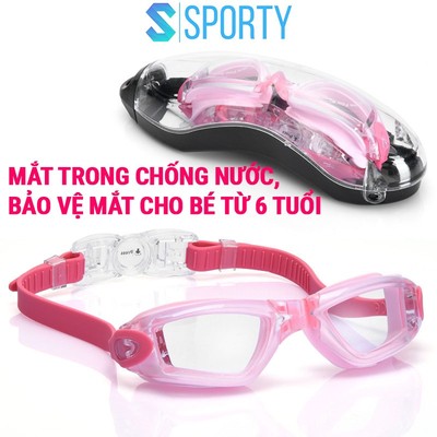 Kính bơi trẻ em mắt trong CF026 cho bé từ 6 tuổi cản tia UV hạn chế sương mờ SPORTY