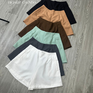 Quần short bigsize nữ,quần đùi xếp ly lưng cao big size vải fos có độ co giãn q26