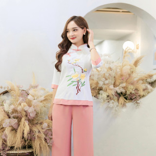 Đồ Lam Đi Chùa Mẫu Sườn Xám,Chất Vải Đũi Mềm, Mát  Loại 1,Thấm Hút Mồ Hôi Mặc Vô Cùng Thoải Mái_Bộ Sườn Xám