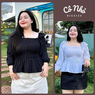 Áo sơ mi kiểu bigsize nữ kiểu nhún toàn thân tà bèo dễ thương vải lụa mềm mịn sm37