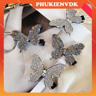 Kẹp tóc mái bươm bướm đính đá nhiều màu lấp lánh MS317