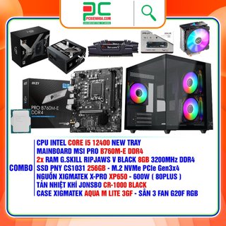 Bộ máy tính i5 12400 b760m 16g 256g 600w- 36t