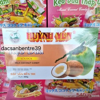Combo 5 hộp kẹo dừa Huỳnh Yến béo nước cốt ít ngọt (hộp 400g)