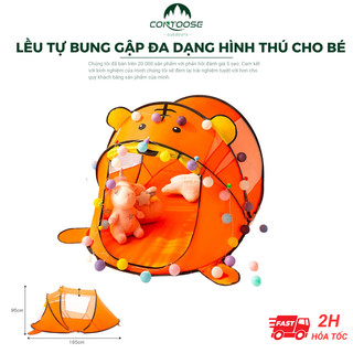 Lều cho bé chơi dễ bung gập, lều tự bung hình vịt vàng, hổ, mèo tự bung không cần lắp ghép cho bé trai bé gái