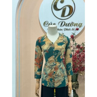 Áo lẻ bà ba hoa văn cổ tim mã ad