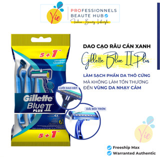 Dao cạo râu Gillette Blue 2 Plus Cán xanh - Dao cạo Gillette Blue II Plus (5+1 cái/gói)
